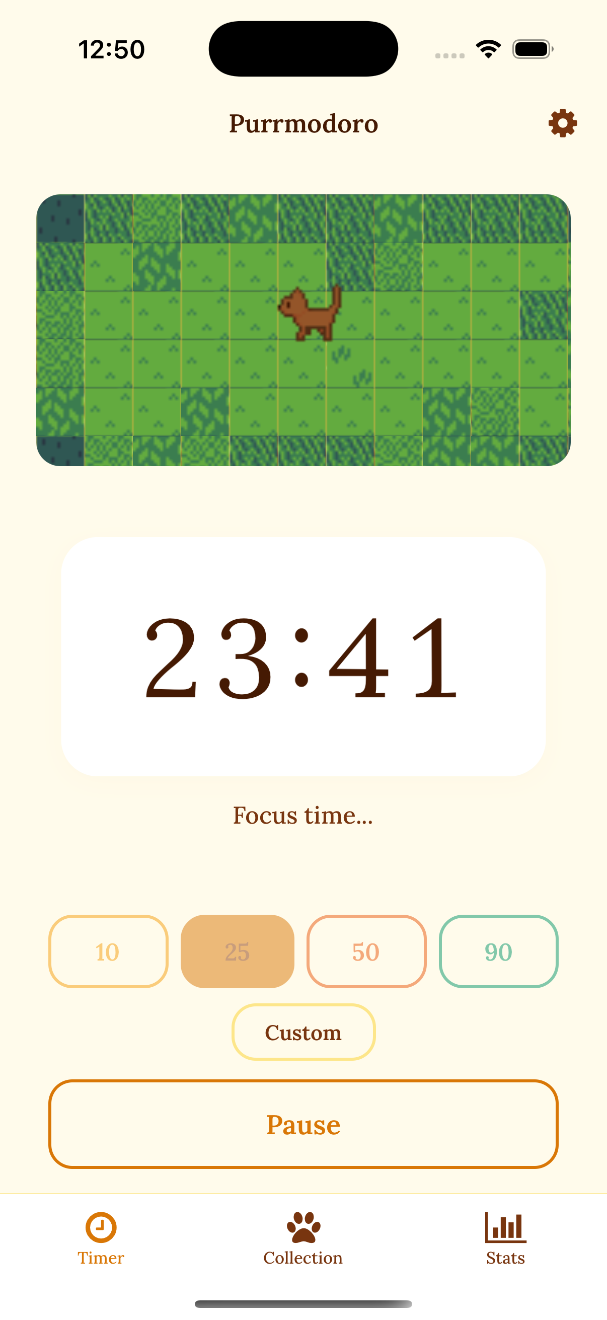 Purrmodoro timer with cat companion on screen